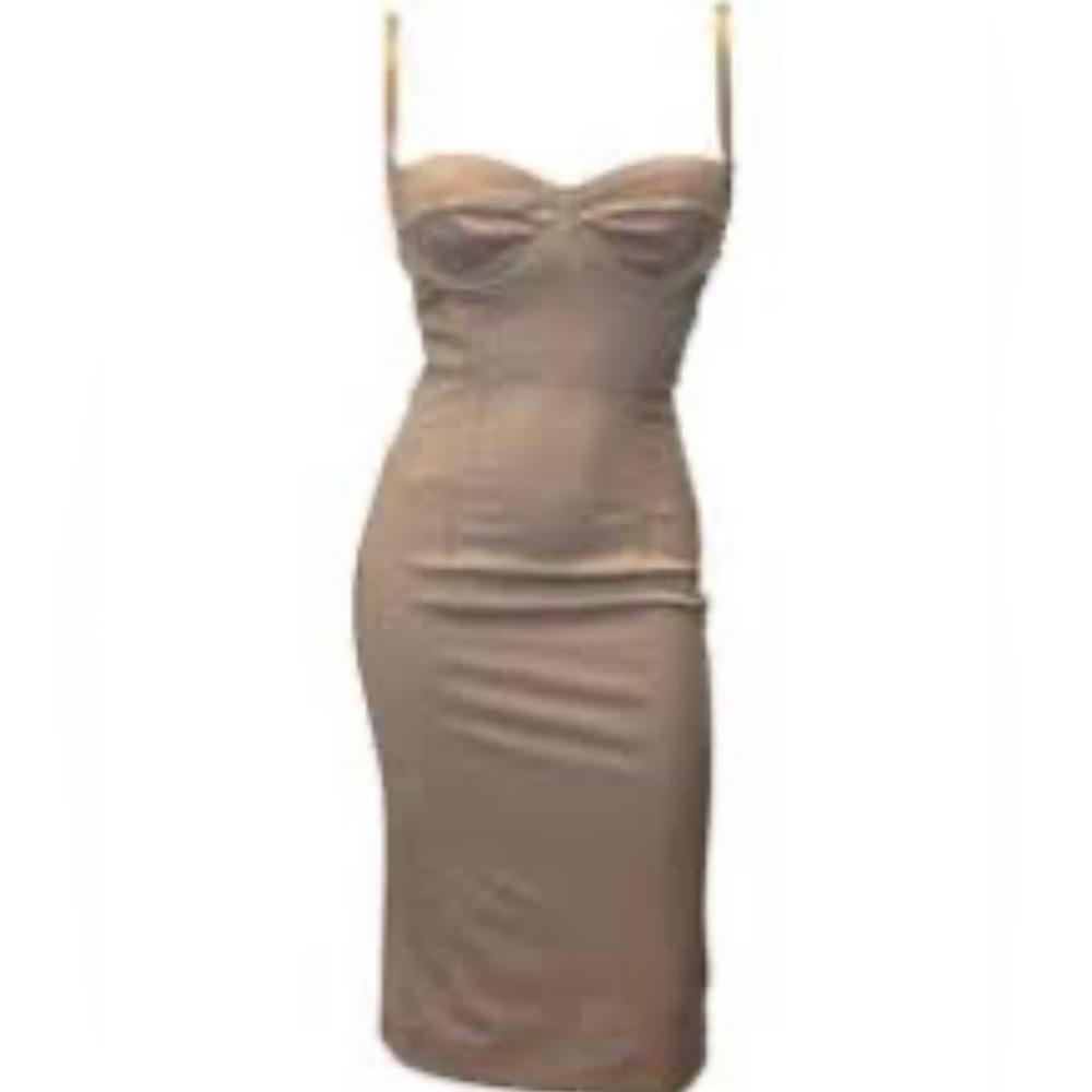 Nude Bustier Dress with Strappy Back Detail